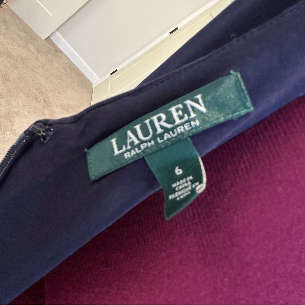NWT Ralph Lauren Navy Blue Sleeveless Ruched tulle panel a-line Dress - Picture 9 of 12